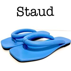 Staud Rio Sky Blue Thong Leather Sandals Size 39
